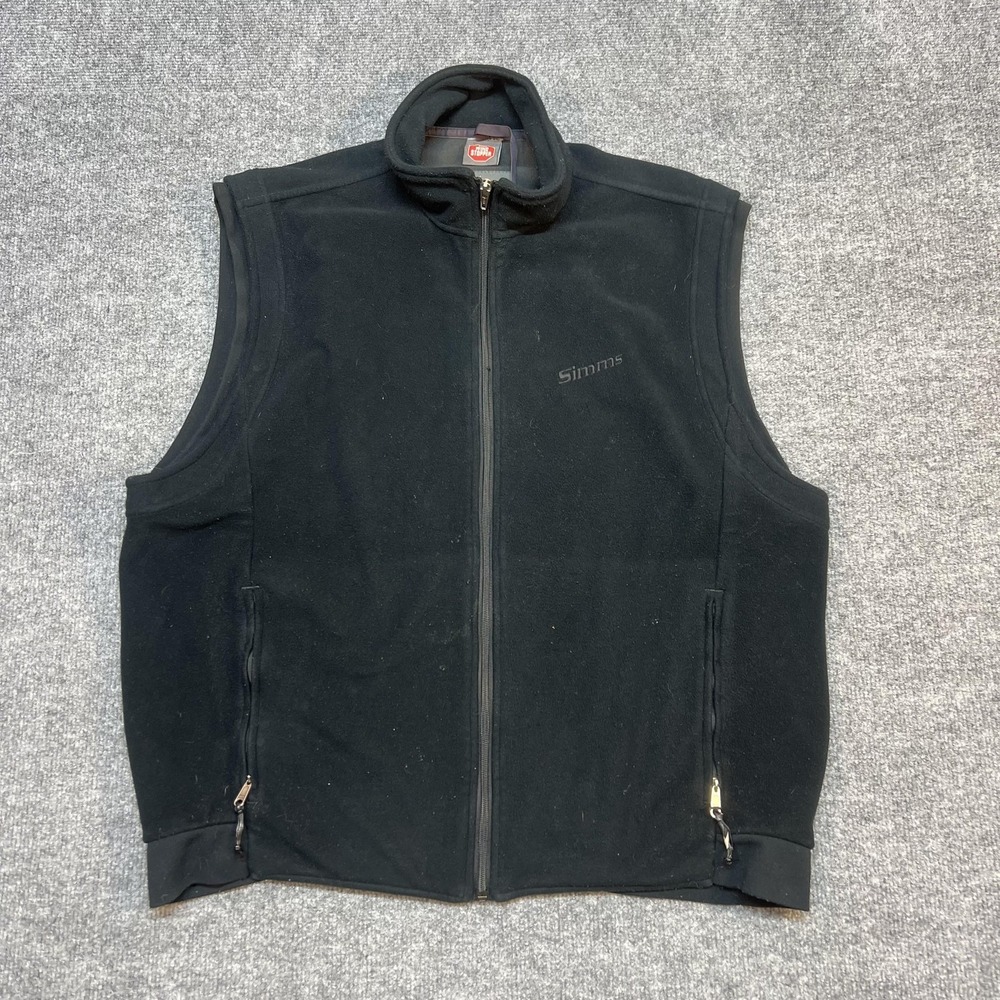 Simms Vest Mens Large Black Fleece Gore Windstopper Full Zip Outdoor Fishing